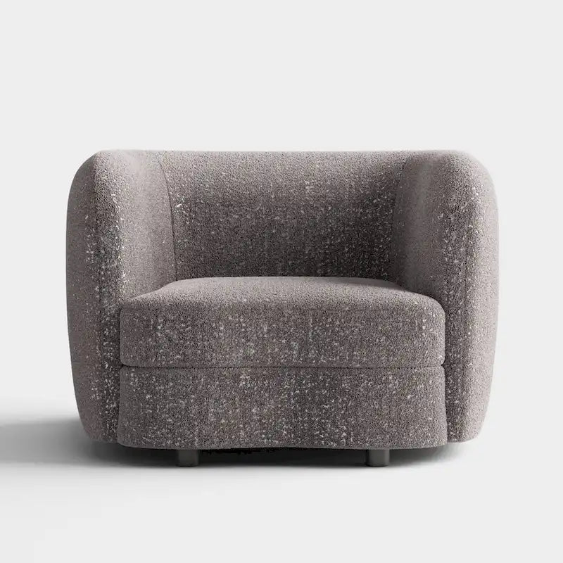 Fauteuil d'appoint Boucle avec accoudoirs incurvés, coussin d'assise de type rein et pieds ronds en bois