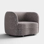 Fauteuil d'appoint Boucle avec accoudoirs incurvés, coussin d'assise de type rein et pieds ronds en bois