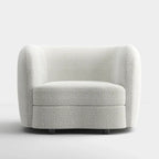 Fauteuil d'appoint Boucle avec accoudoirs incurvés, coussin d'assise de type rein et pieds ronds en bois