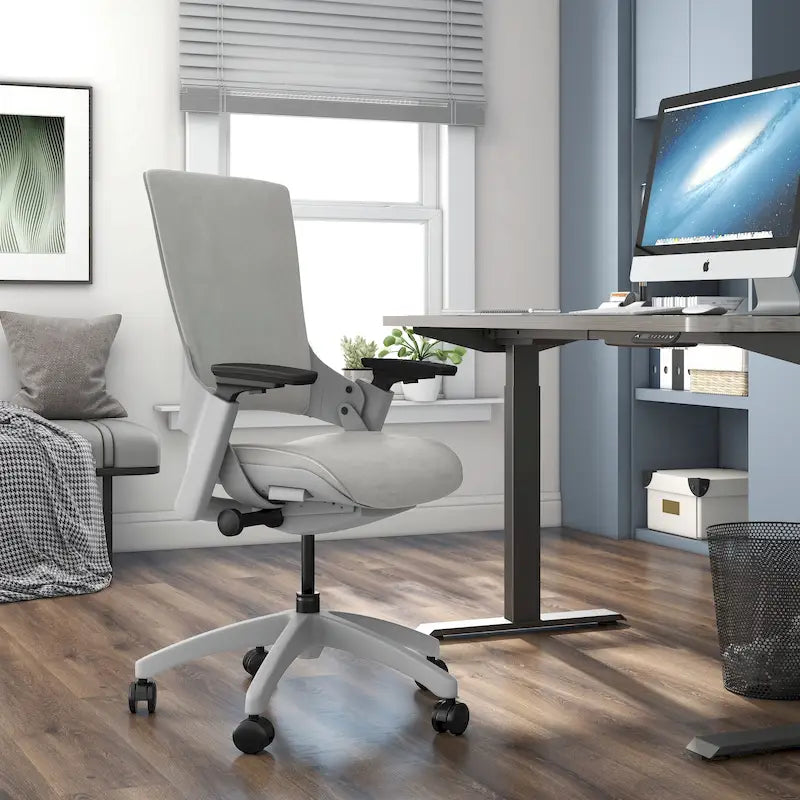 Fauteuil de bureau ergonomique en tissu avec support lombaire réglable en hauteur