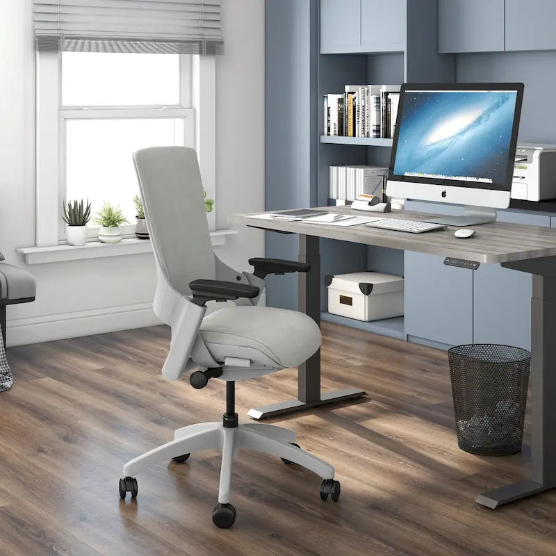 Fauteuil de bureau ergonomique en tissu avec support lombaire réglable en hauteur