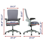 Fauteuil de bureau ergonomique en tissu avec support lombaire réglable en hauteur