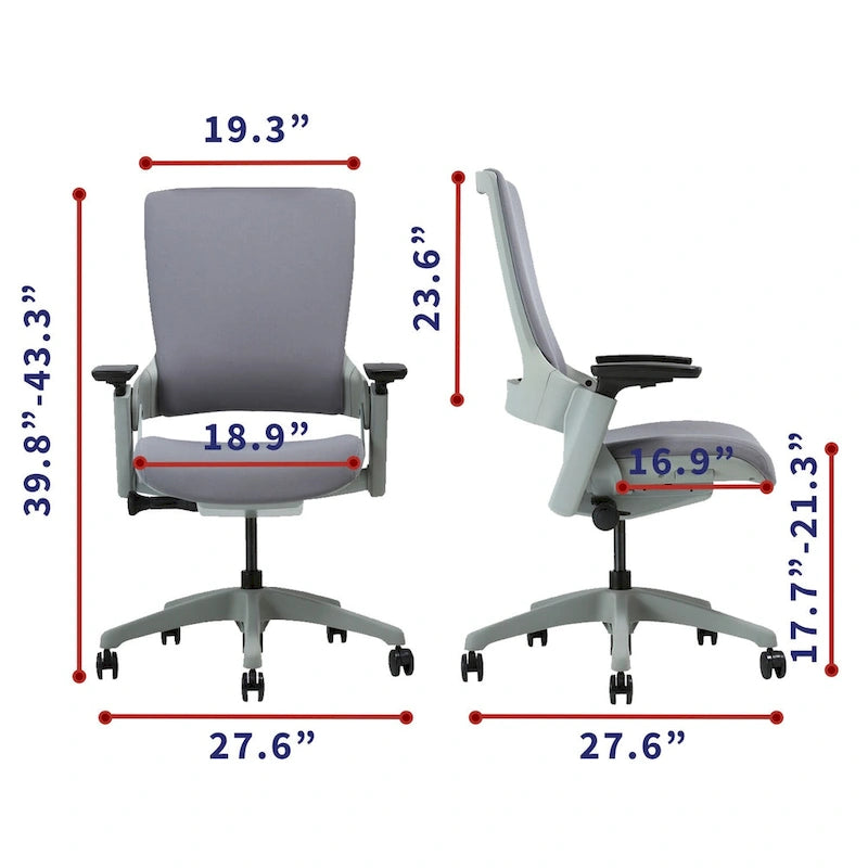 Fauteuil de bureau ergonomique en tissu avec support lombaire réglable en hauteur