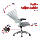 Fauteuil de bureau ergonomique en tissu avec support lombaire réglable en hauteur