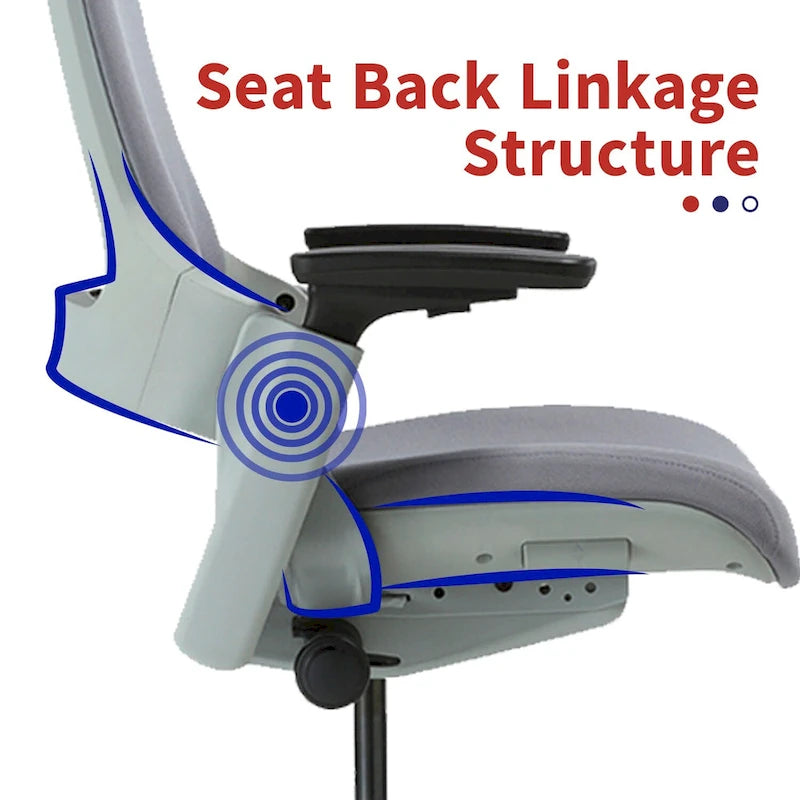 Fauteuil de bureau ergonomique en tissu avec support lombaire réglable en hauteur