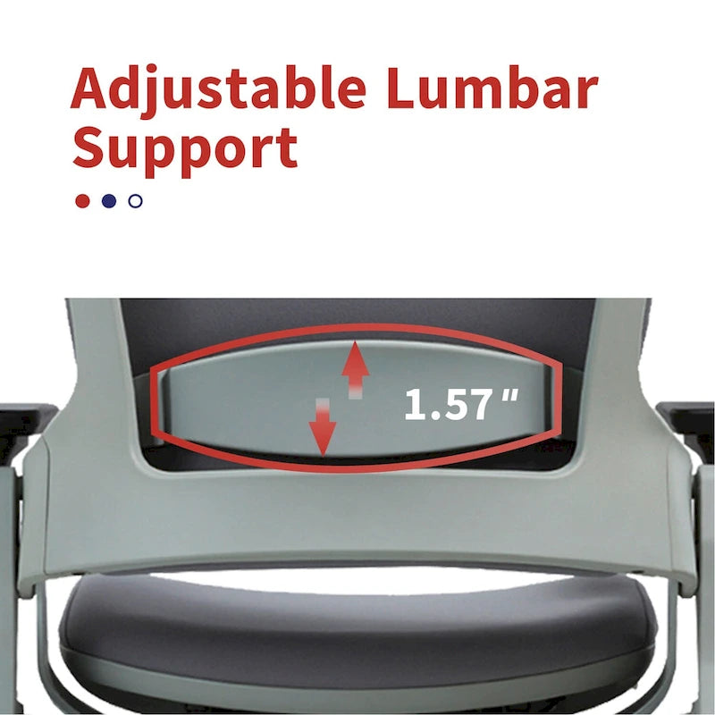 Fauteuil de bureau ergonomique en tissu avec support lombaire réglable en hauteur