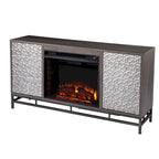 Meuble TV avec cheminée électrique et rangement multimédia