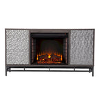 Meuble TV avec cheminée électrique et rangement multimédia
