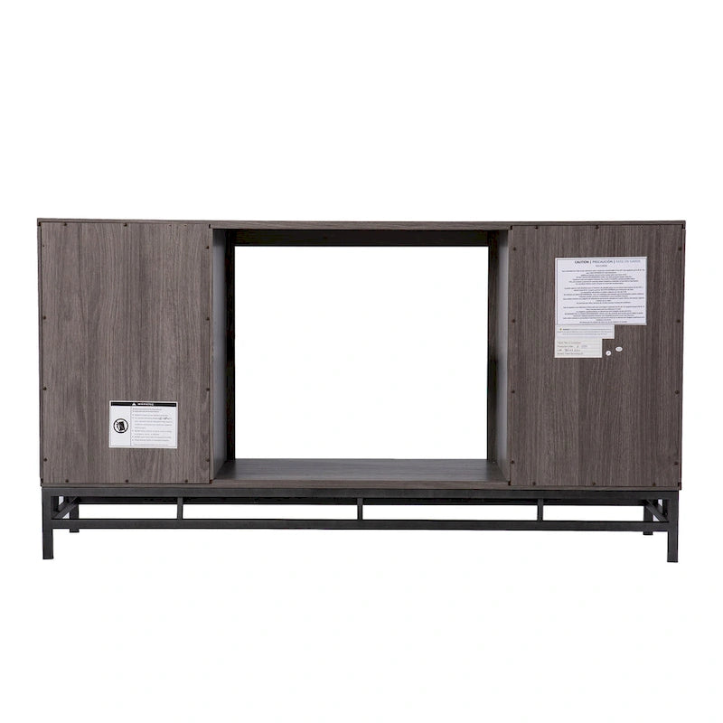 Meuble TV avec cheminée électrique et rangement multimédia