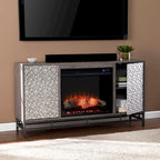 Meuble TV avec cheminée électrique et rangement multimédia