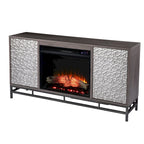 Meuble TV avec cheminée électrique et rangement multimédia