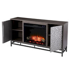 Meuble TV avec cheminée électrique et rangement multimédia