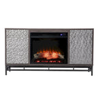 Meuble TV avec cheminée électrique et rangement multimédia
