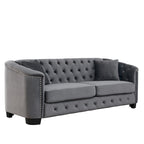 Canapé Chesterfield 3 places en velours capitonné de 195 cm avec clous décoratifs