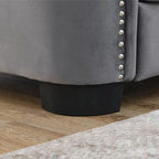 Canapé Chesterfield 3 places en velours capitonné de 195 cm avec clous décoratifs