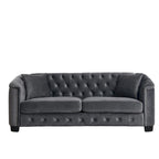 Canapé Chesterfield 3 places en velours capitonné de 195 cm avec clous décoratifs