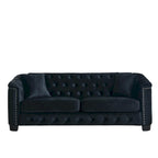 Canapé Chesterfield 3 places en velours capitonné de 195 cm avec clous décoratifs