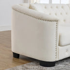 Canapé Chesterfield 3 places en velours capitonné de 195 cm avec clous décoratifs