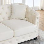 Canapé Chesterfield 3 places en velours capitonné de 195 cm avec clous décoratifs