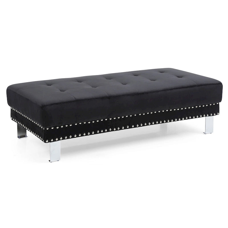 Pouffe en velours surdimensionné avec clous décoratifs