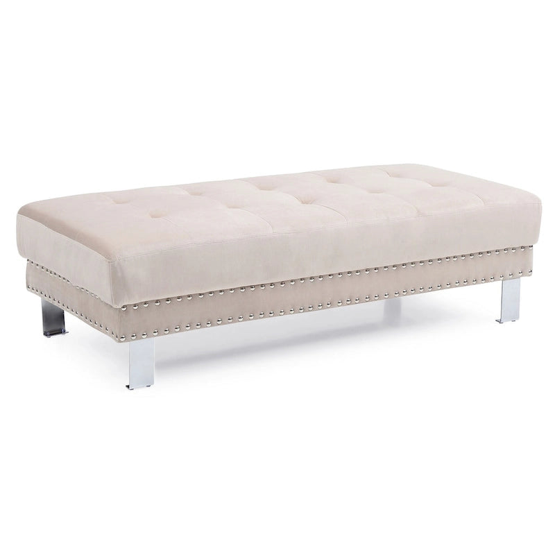Pouffe en velours surdimensionné avec clous décoratifs