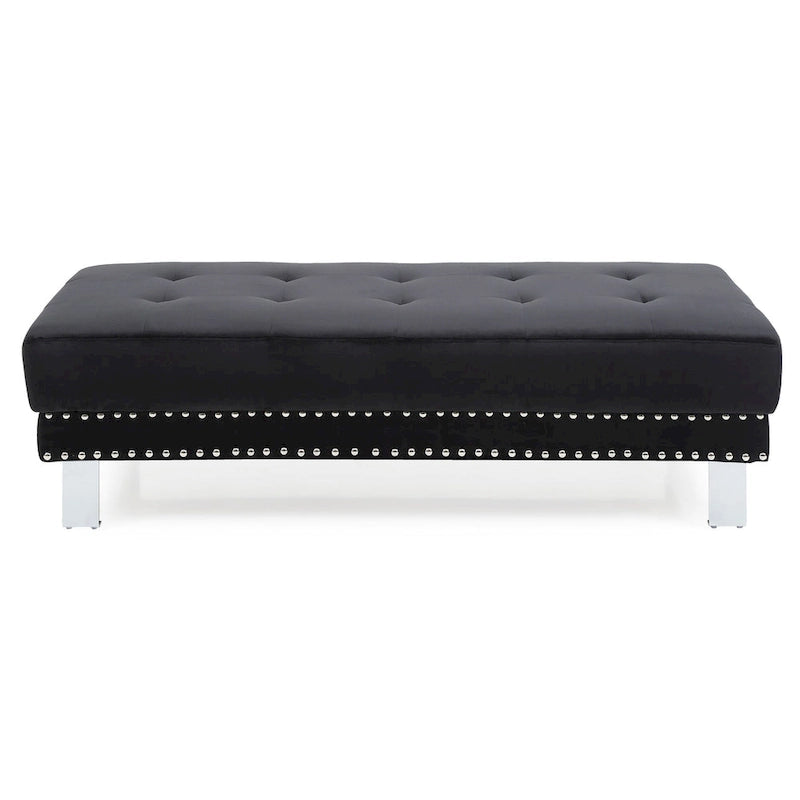 Pouffe en velours surdimensionné avec clous décoratifs