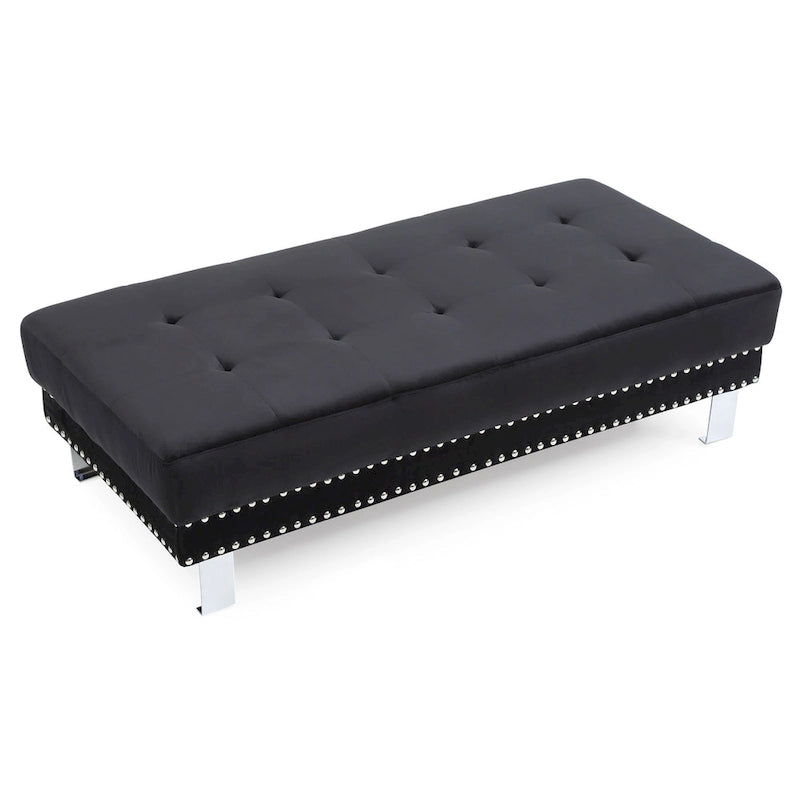 Pouffe en velours surdimensionné avec clous décoratifs
