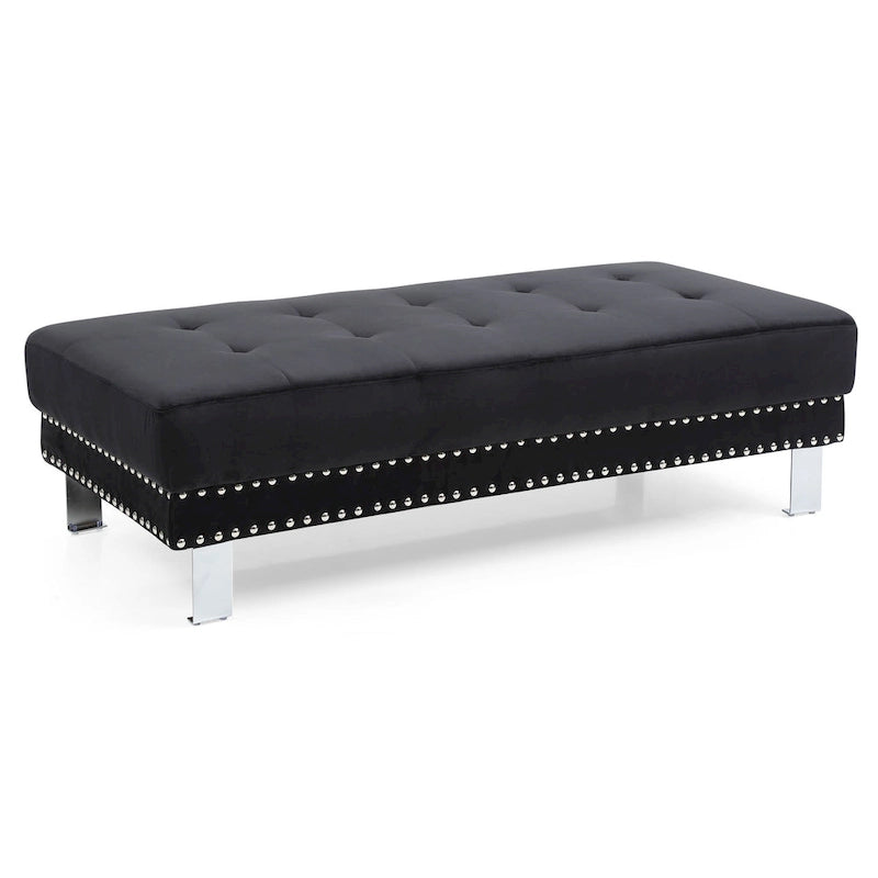 Pouffe en velours surdimensionné avec clous décoratifs