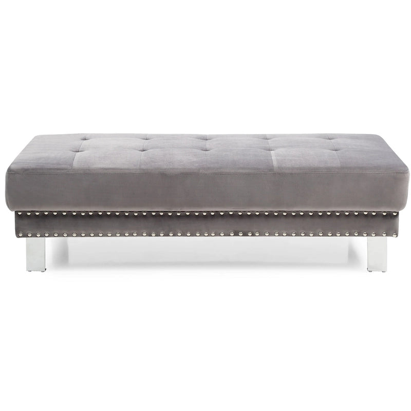 Pouffe en velours surdimensionné avec clous décoratifs