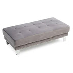 Pouffe en velours surdimensionné avec clous décoratifs