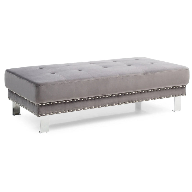 Pouffe en velours surdimensionné avec clous décoratifs