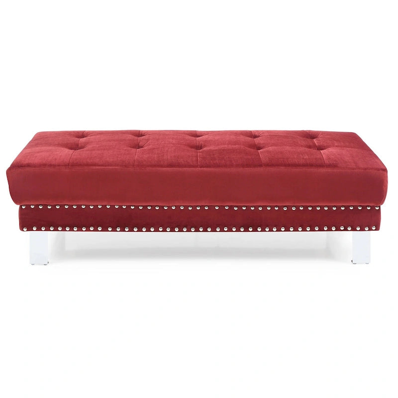 Pouffe en velours surdimensionné avec clous décoratifs