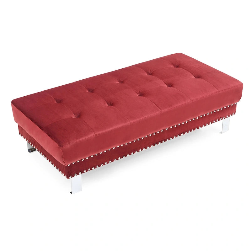 Pouffe en velours surdimensionné avec clous décoratifs