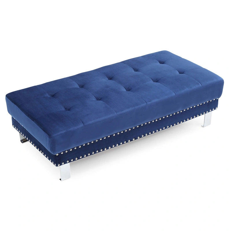 Pouffe en velours surdimensionné avec clous décoratifs