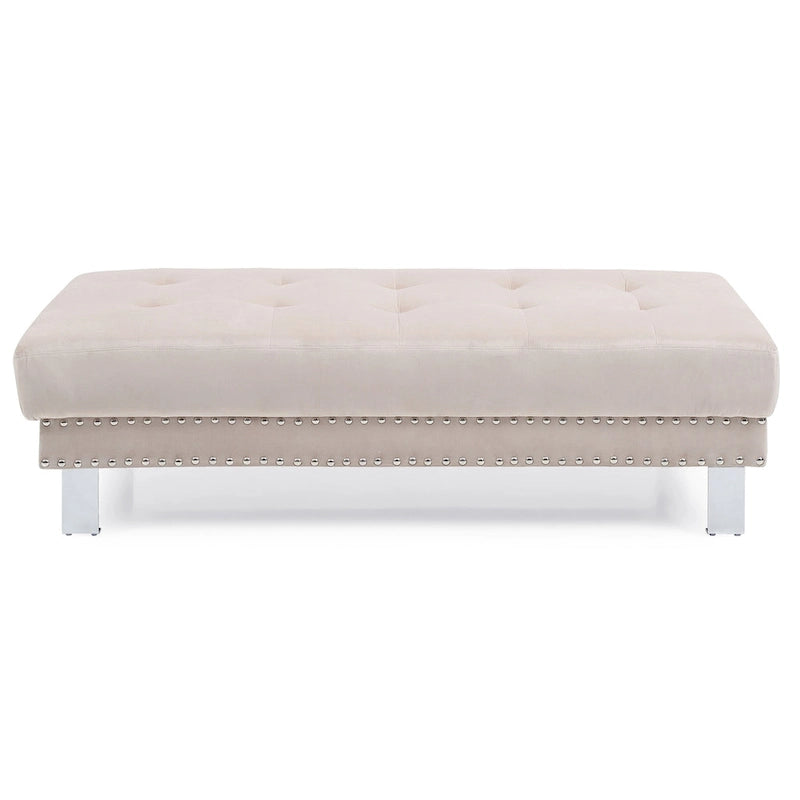 Pouffe en velours surdimensionné avec clous décoratifs