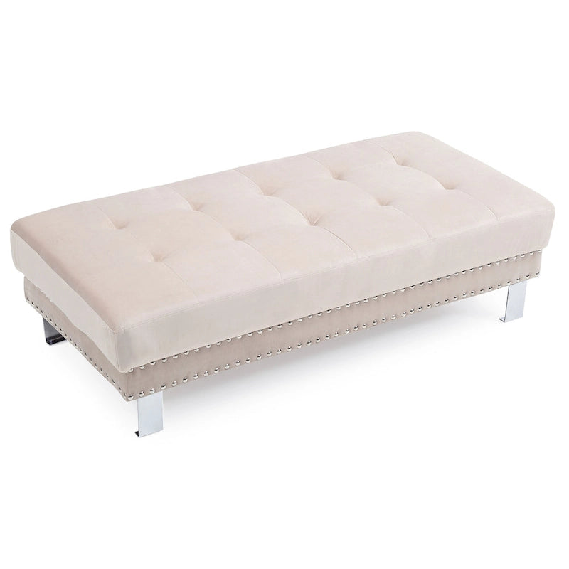 Pouffe en velours surdimensionné avec clous décoratifs