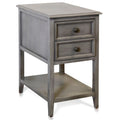 Table d'appoint à deux tiroirs avec étagère ouverte, gris ardoise