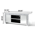 Meuble TV miroir de 150 cm avec détails en losanges concassés
