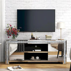Meuble TV miroir de 150 cm avec détails en losanges concassés