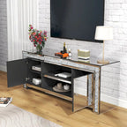 Meuble TV miroir de 150 cm avec détails en losanges concassés