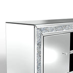 Meuble TV miroir de 150 cm avec détails en losanges concassés