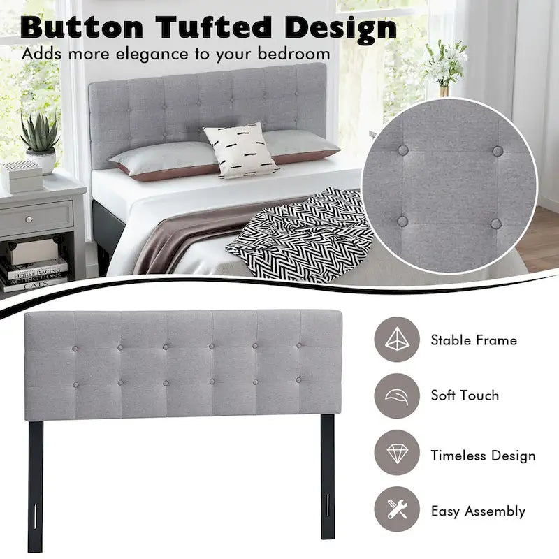 Tête de lit capitonnée en lin, taille grand lit/Queen Size