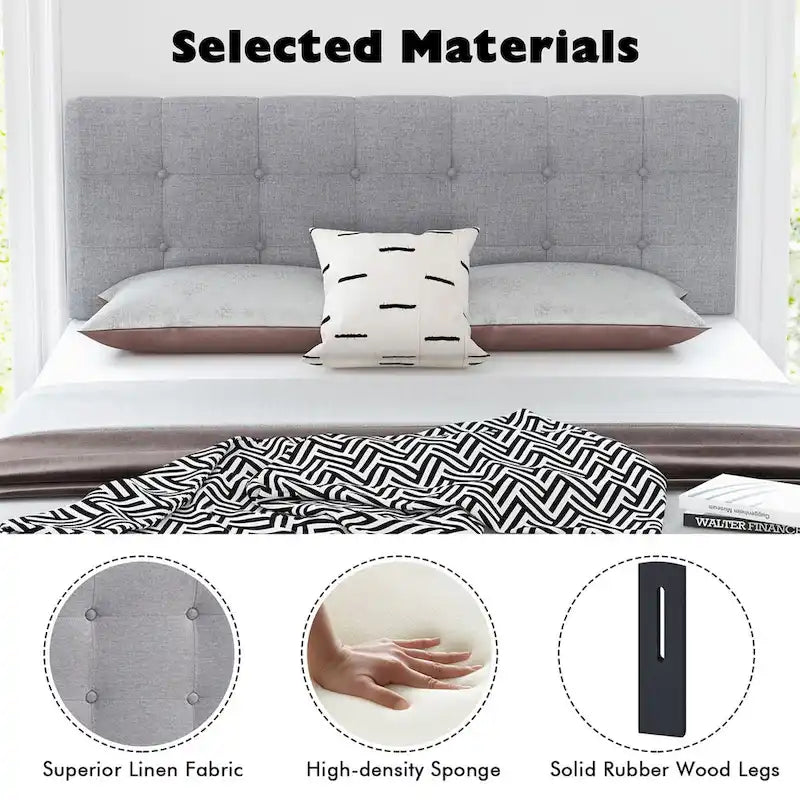 Tête de lit capitonnée en lin, taille grand lit/Queen Size