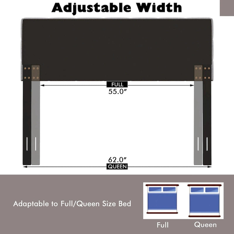 Tête de lit capitonnée en lin, taille grand lit/Queen Size