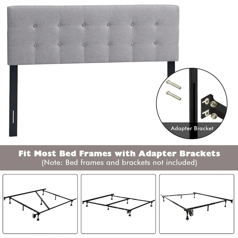 Tête de lit capitonnée en lin, taille grand lit/Queen Size
