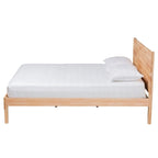 Lit plateforme sculpté en nid d'abeille – Bois naturel, taille Queen/King