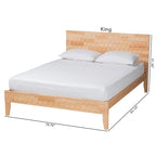 Lit plateforme sculpté en nid d'abeille – Bois naturel, taille Queen/King