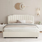Lit de rangement Queen Size avec tête de lit rembourrée