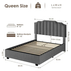 Lit de rangement Queen Size avec tête de lit rembourrée