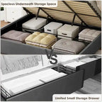 Lit de rangement Queen Size avec tête de lit rembourrée